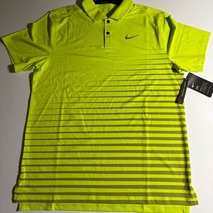 NWT Nike Dri-FIT Neon Yellow/Green Vapor Graphic Golf Polo, Size Medium